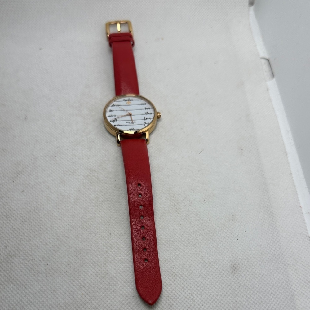 Kate Spade Red Chalkboard Metro Watch Rose Gold Red Leather 34mm - Picture 5 of 9